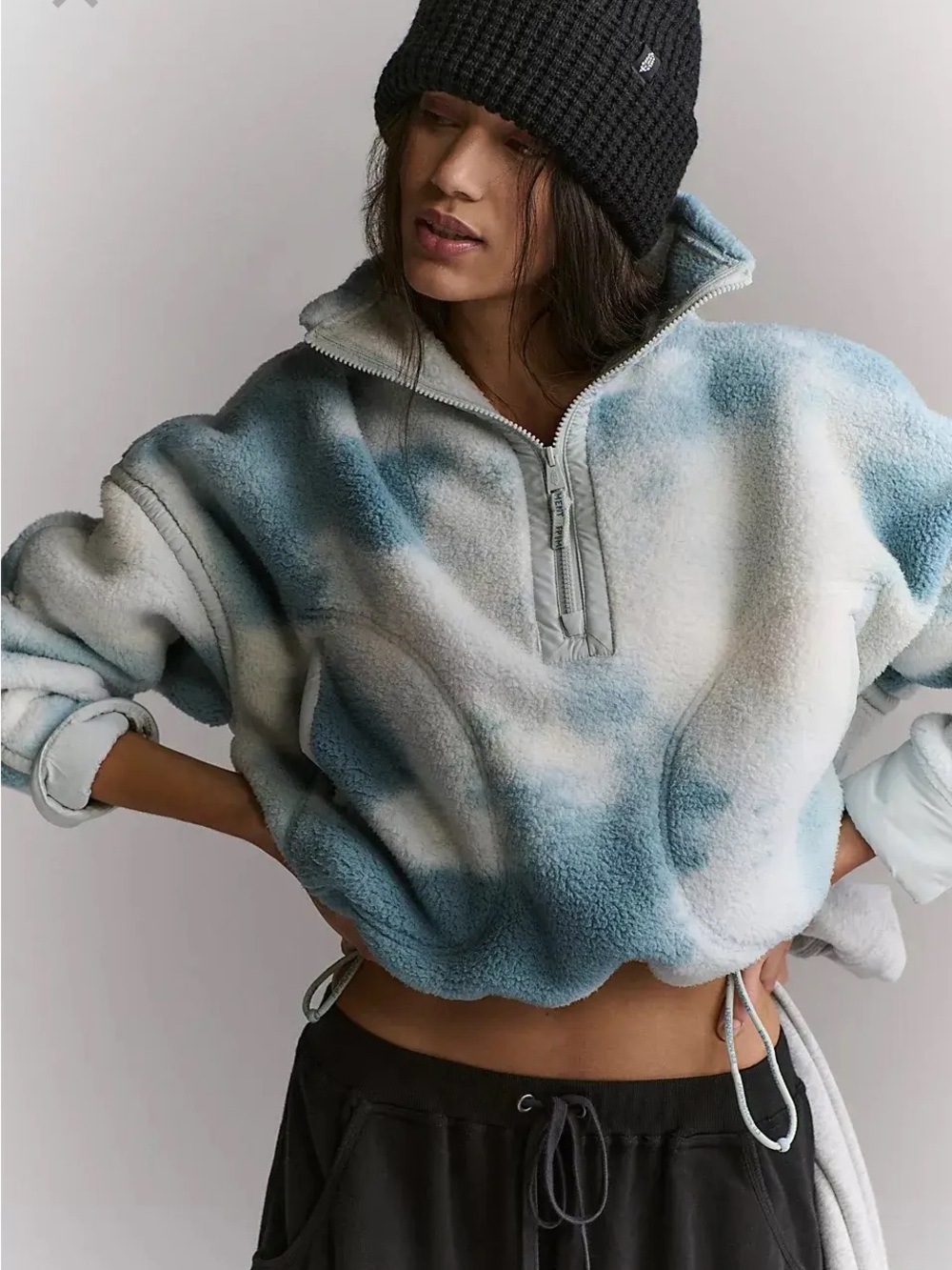 Women’s Half-Zip Fleece Pullover - Blue Tie-Dye free people